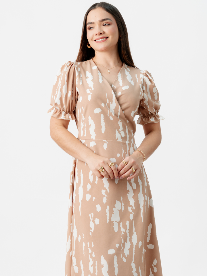 VESTIDO ENVOLVENTE ANI BEIGE / PERLA