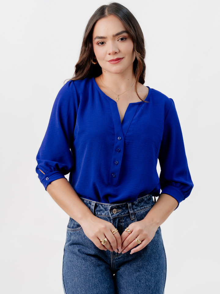 BLUSA MANGA 3/4 CALA AZULINO