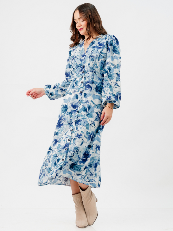 VESTIDO ESMERALDA - AZUL FLOREADO