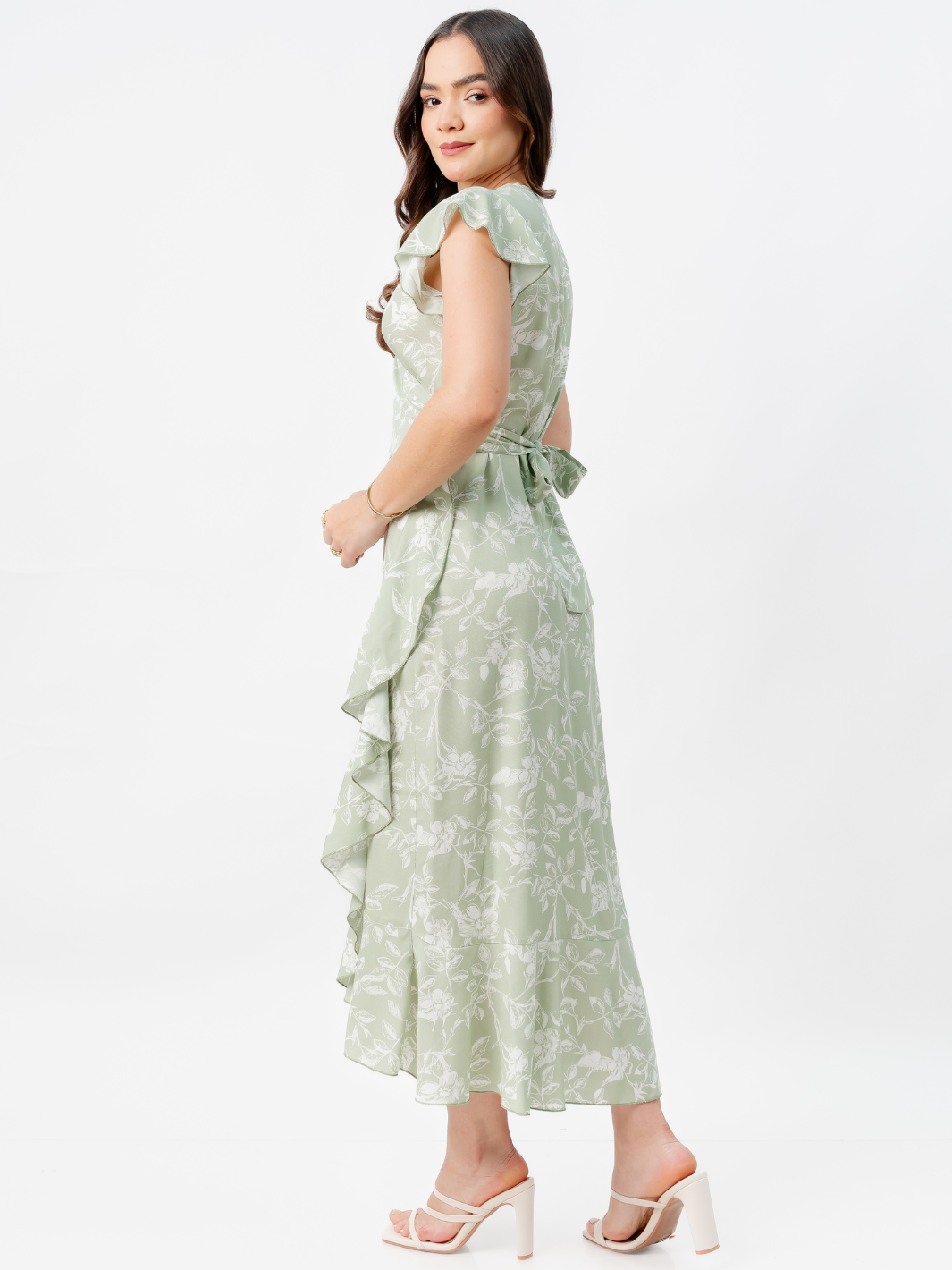 VESTIDO ENVOLVENTE MICAELA VERDE FLOREADO
