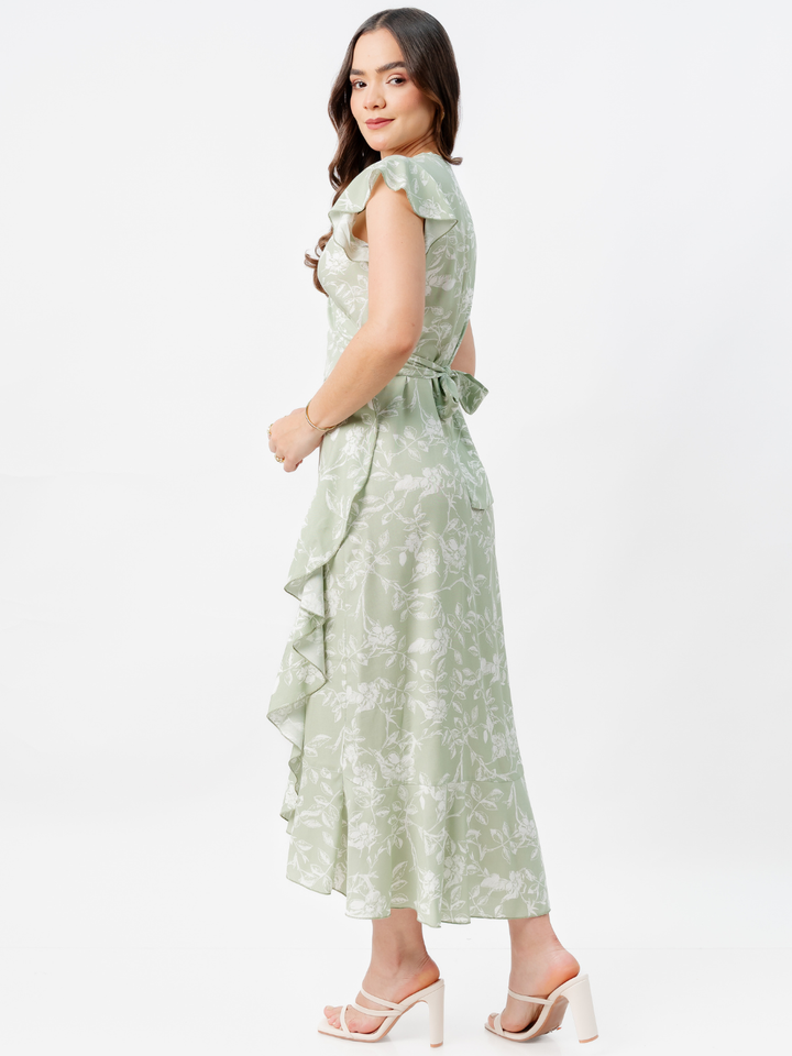 VESTIDO ENVOLVENTE MICAELA VERDE FLOREADO
