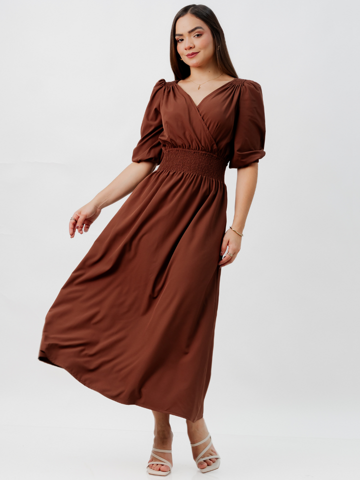 VESTIDO CASUAL LARGO JESSIA CHOCOLATE