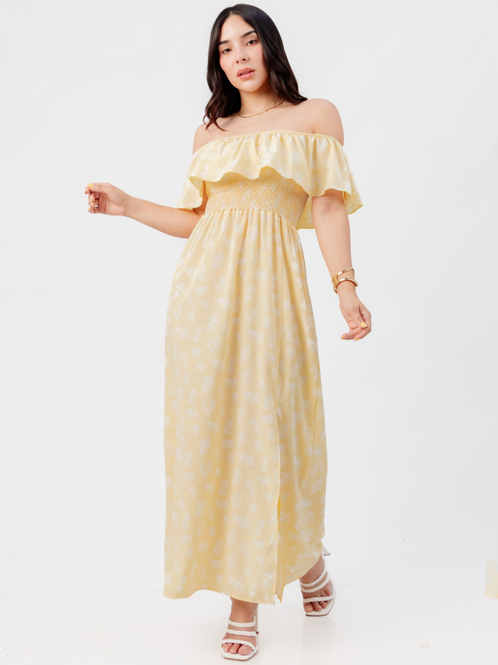 VESTIDO RUMBERO CASUAL LARGO MINERVA AMARILLO