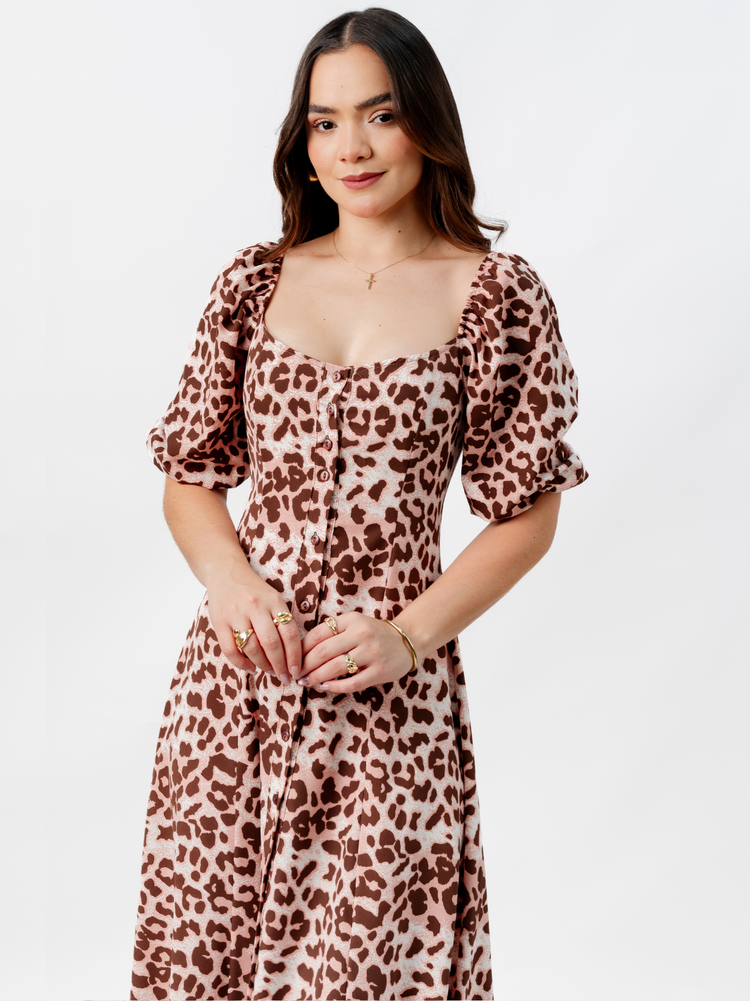 VESTIDO LARGO CON BOTONES MAGDALENA ANIMAL PRINT