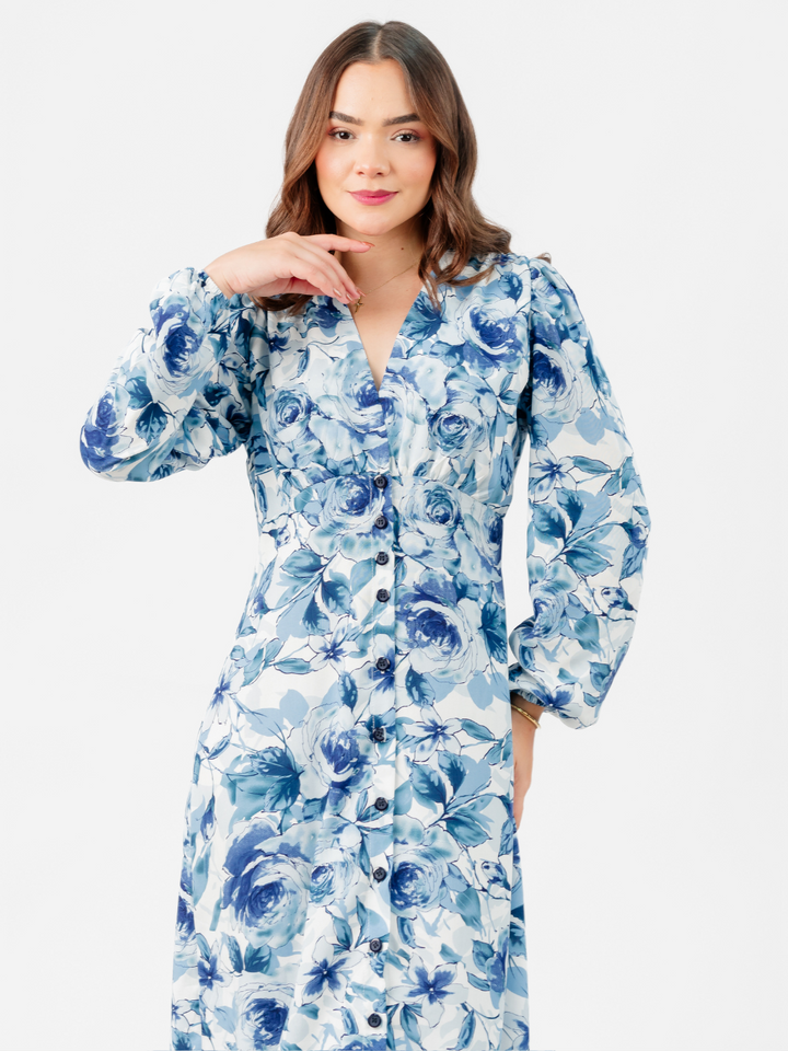 VESTIDO ESMERALDA - AZUL FLOREADO
