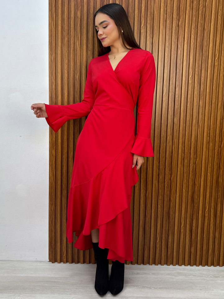 VESTIDO ENVOLVENTE MARIELLA ROJO