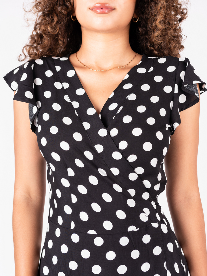 VESTIDO ENVOLVENTE MICAELA NEGRO POLKA DOTS