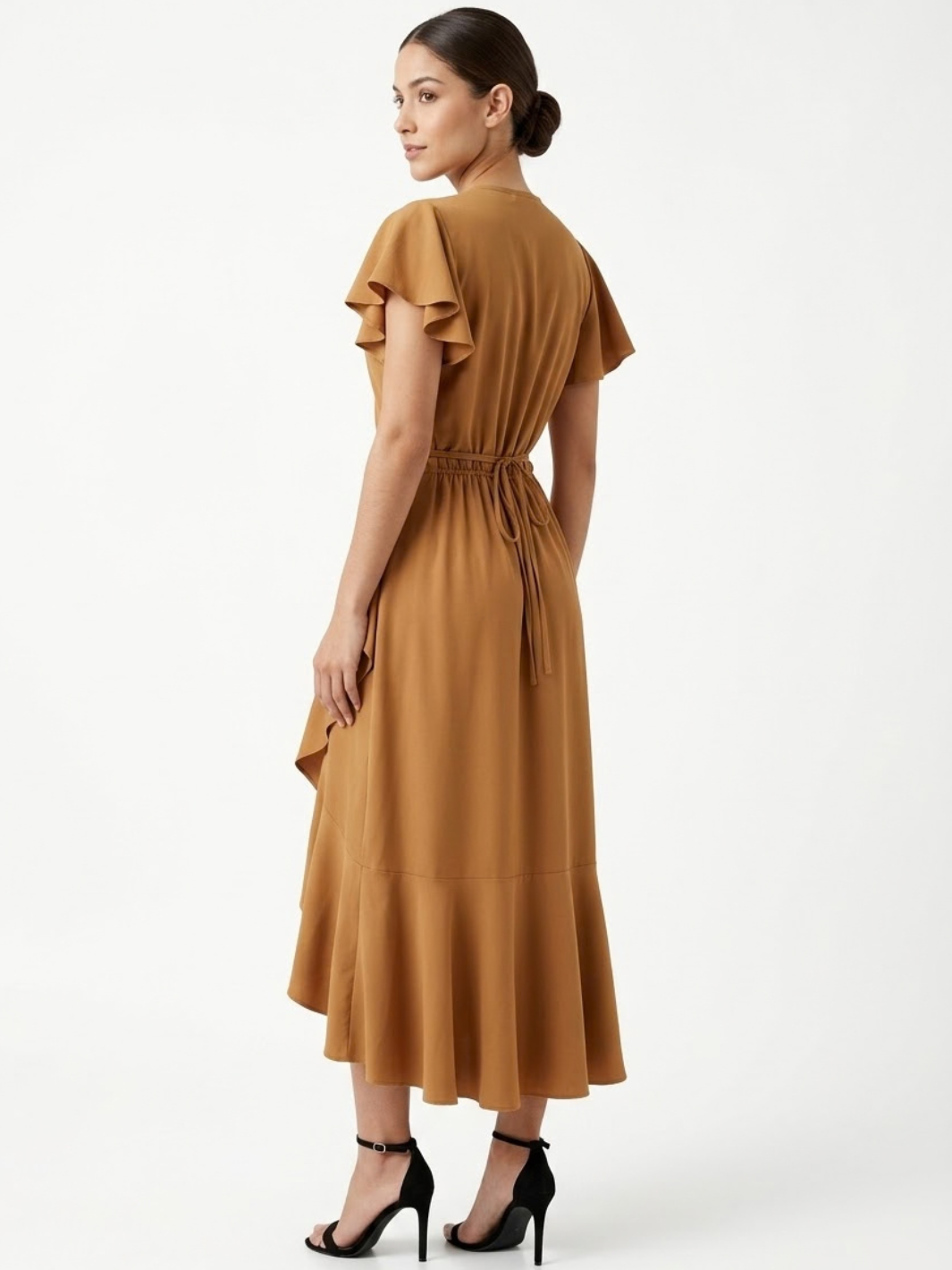 VESTIDO ENVOLVENTE JULIETA CAMEL