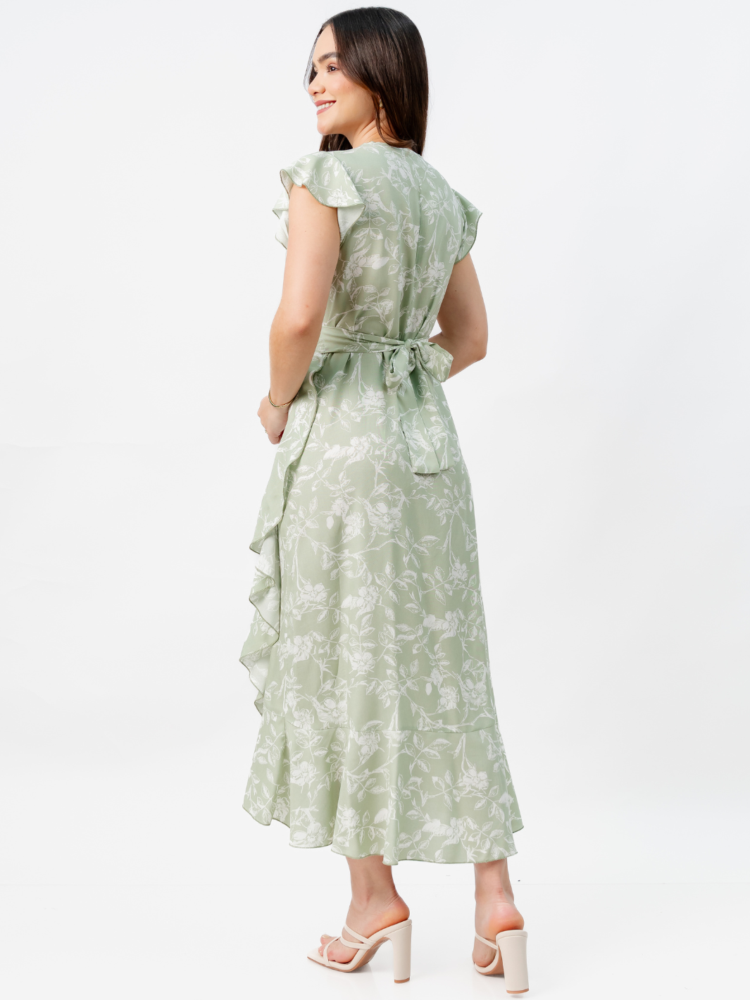 VESTIDO ENVOLVENTE MICAELA VERDE FLOREADO