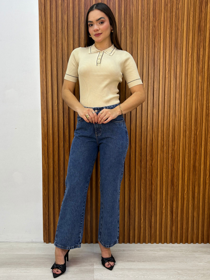 POLO TEJIDO CUELLO CAMISERO BERNIE CREMA