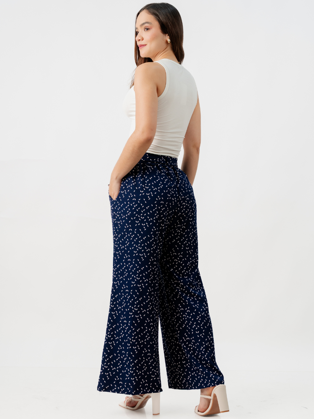 PANTALON CON CINTURON WENDY AZUL