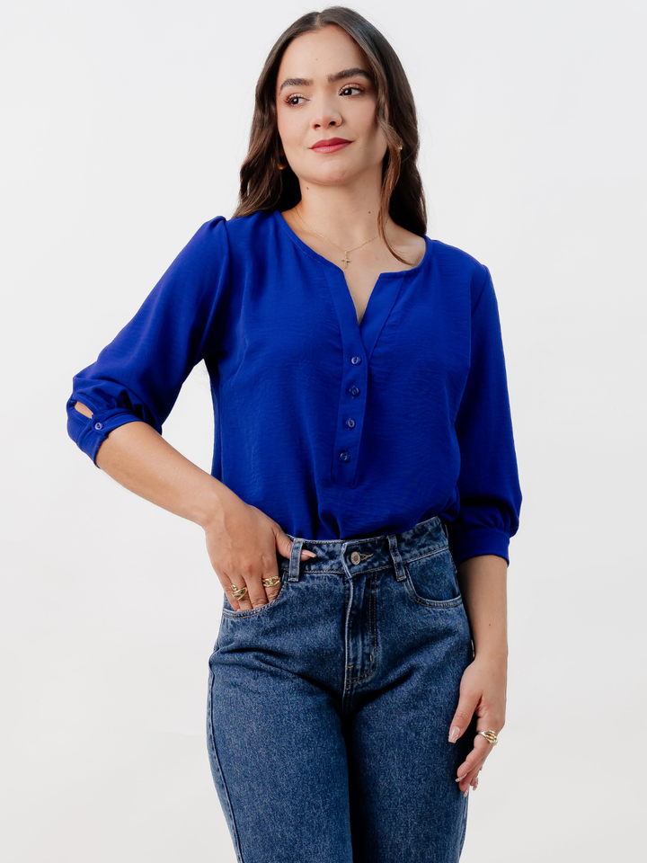 BLUSA MANGA 3/4 CALA AZULINO