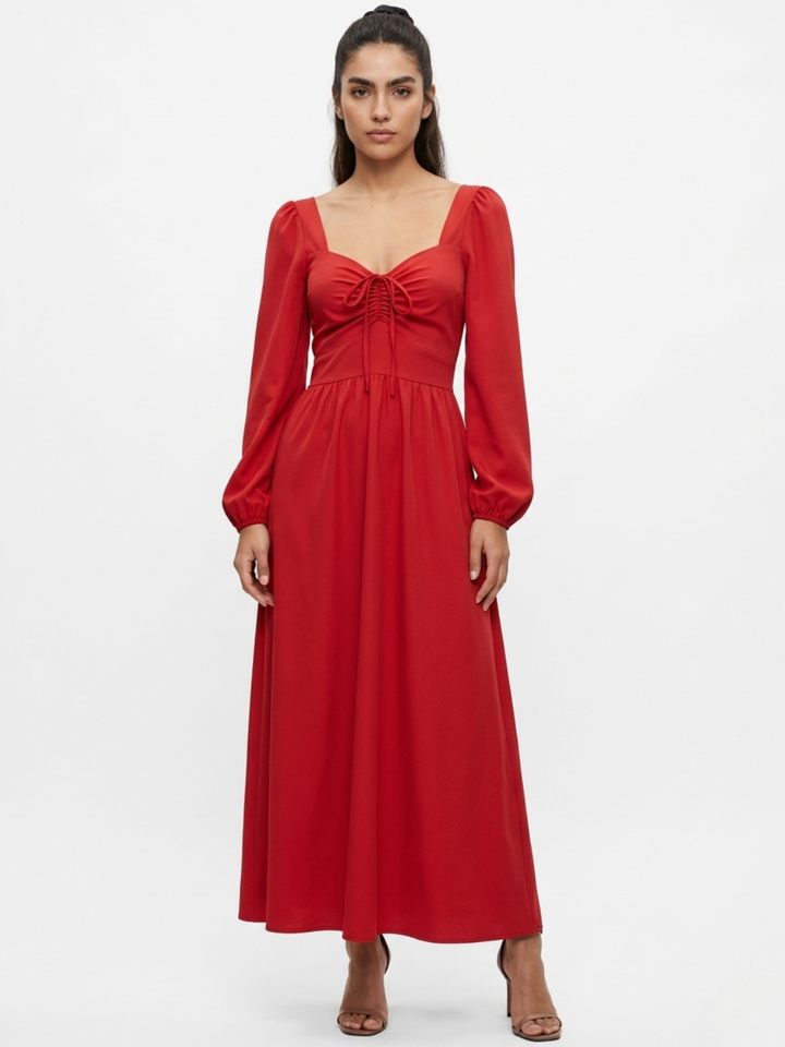 VESTIDO CASUAL LARGO LUNA ROJO