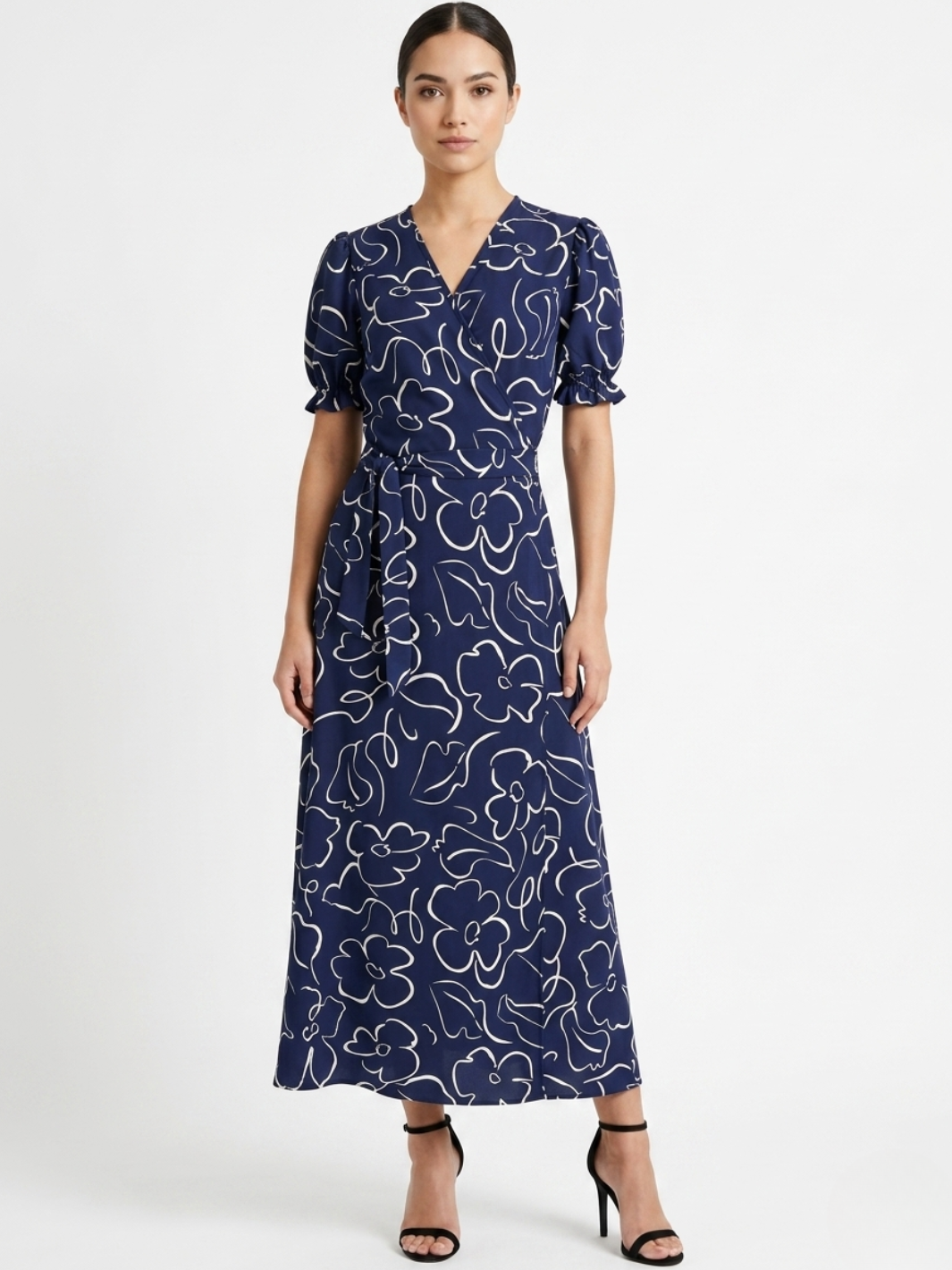 VESTIDO ENVOLVENTE ANI AZUL FLOREADO