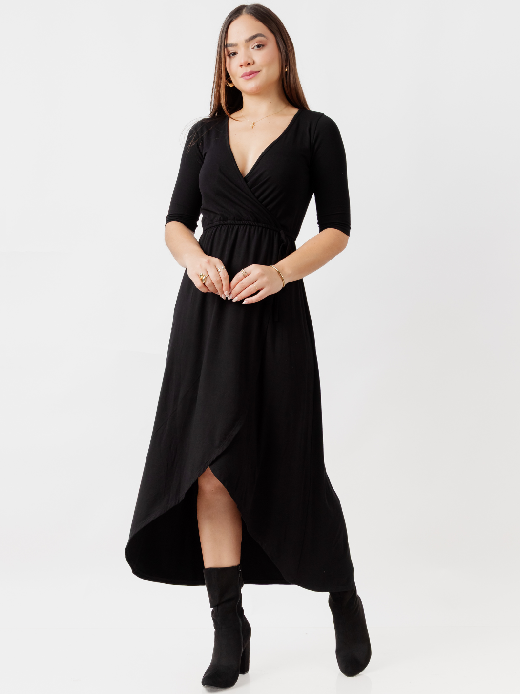 VESTIDO CON MANGA 3/4 GEMMA NEGRO