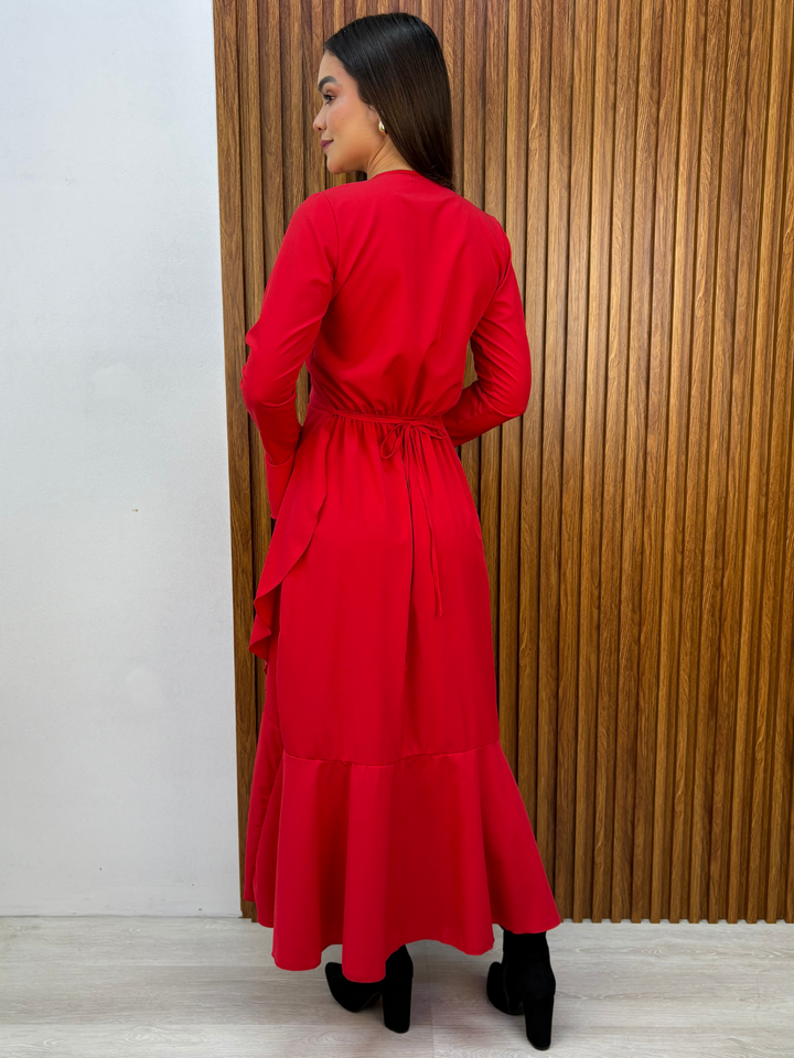 VESTIDO ENVOLVENTE MARIELLA ROJO