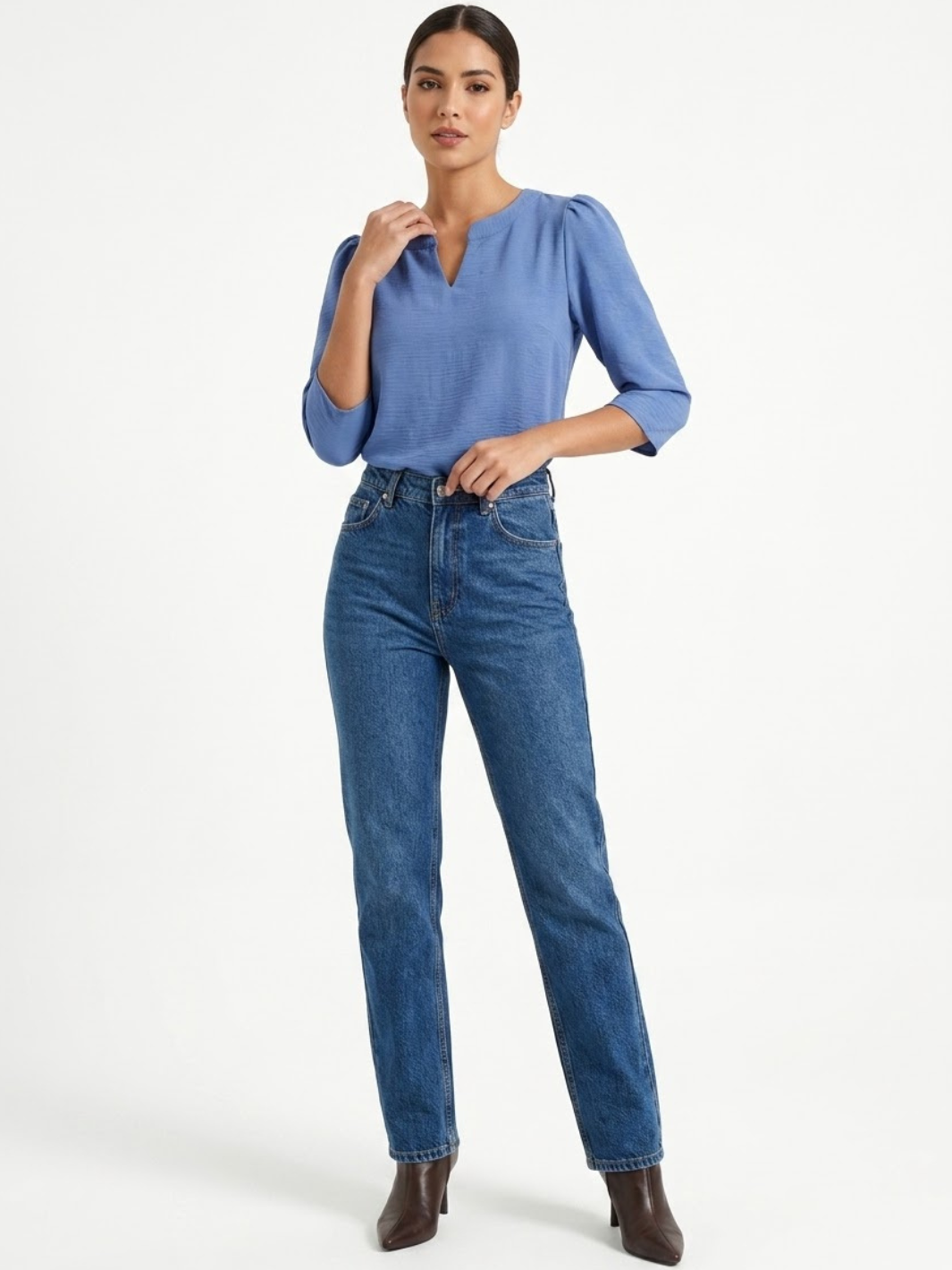 BLUSA CON MANGA 3/4 Y CUELLO REDONDO KIM ITALIANO