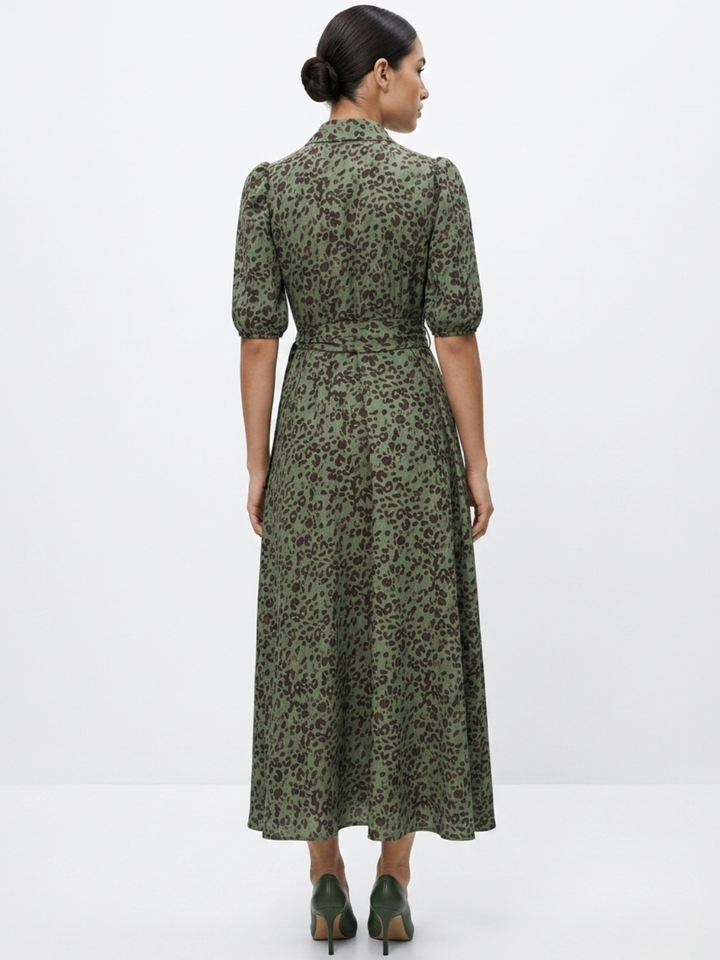 VESTIDO ENVOLVENTE CON CUELLO CAMISERO GRACE VERDE