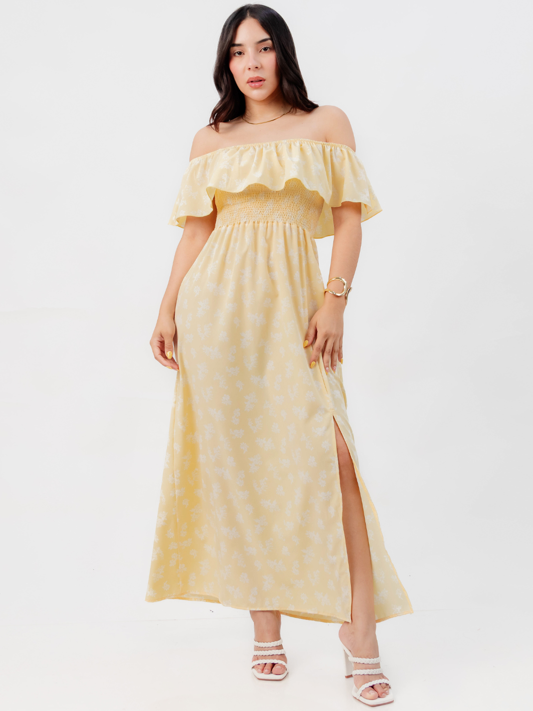VESTIDO RUMBERO CASUAL LARGO MINERVA AMARILLO