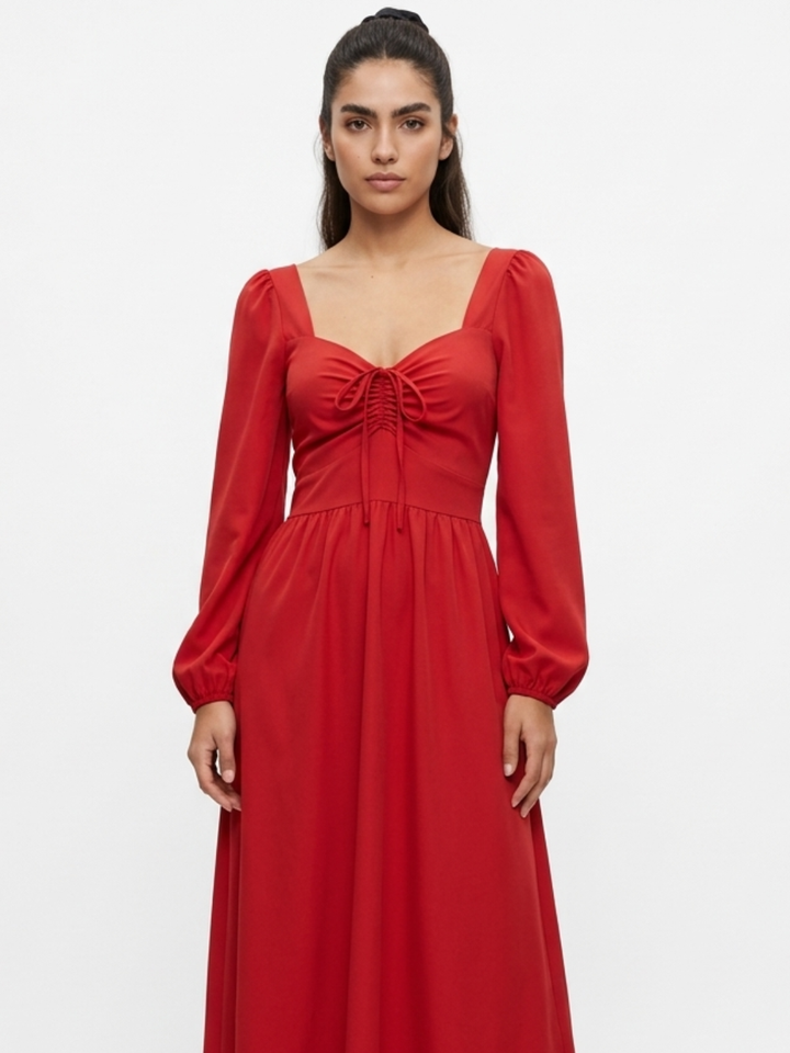 VESTIDO CASUAL LARGO LUNA ROJO