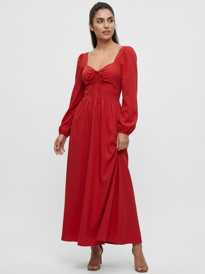 VESTIDO CASUAL LARGO LUNA ROJO