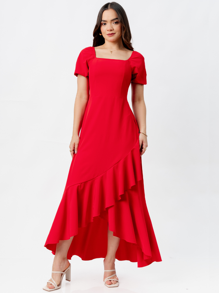 VESTIDO CASUAL LARGO PAOLA ROJO