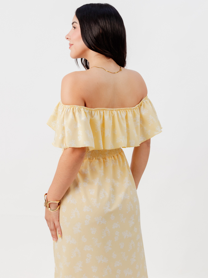VESTIDO RUMBERO CASUAL LARGO MINERVA AMARILLO