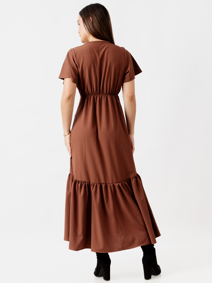 VESTIDO LARGO CON BOTONES MONSERRAT CHOCOLATE