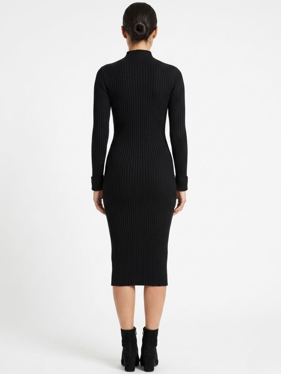 VESTIDO TEJIDO CON CUELLO ALTO MADDI NEGRO