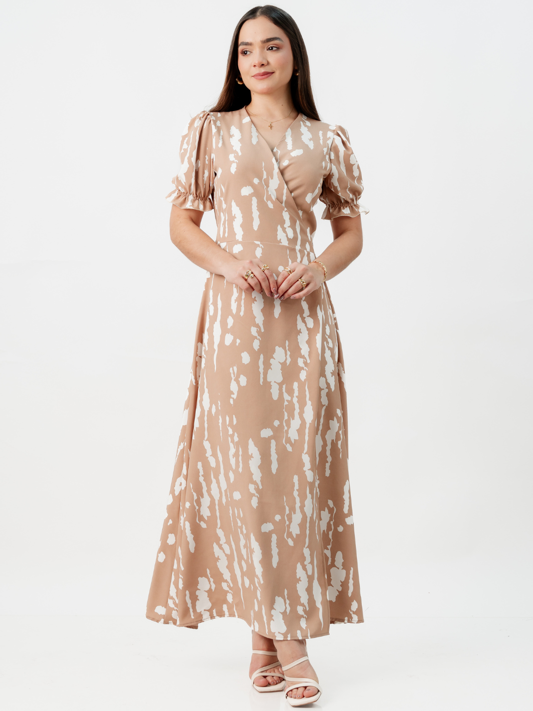 VESTIDO ENVOLVENTE ANI BEIGE / PERLA