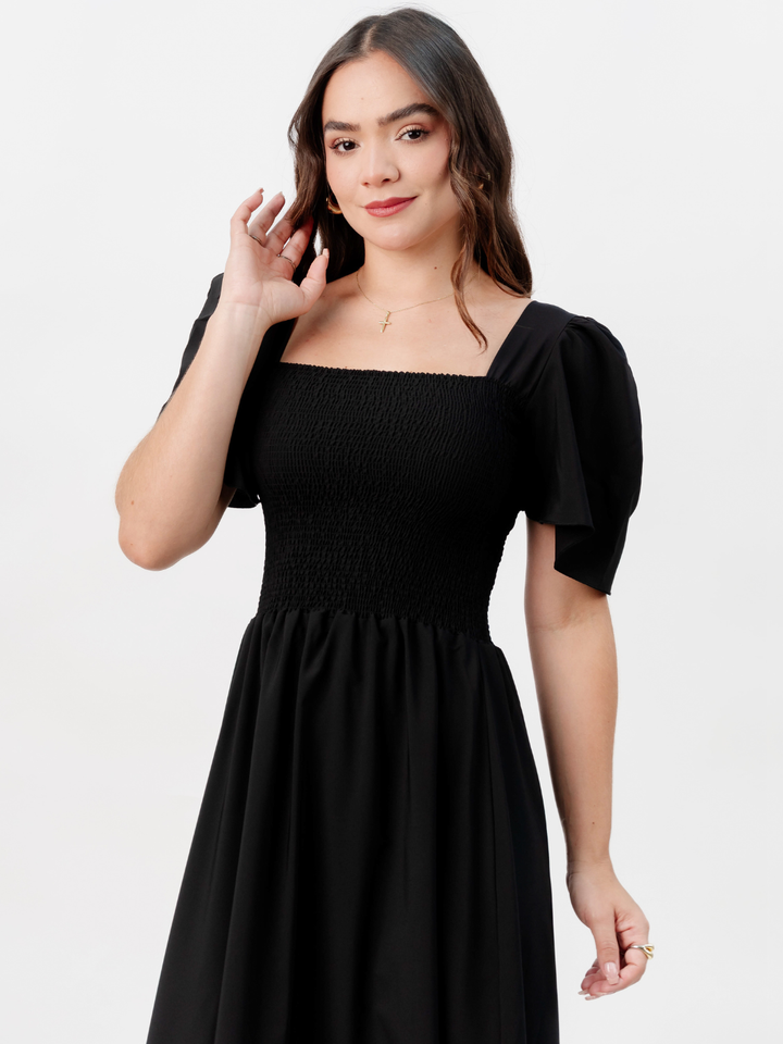 VESTIDO CASUAL LARGO LUCRECIA NEGRO
