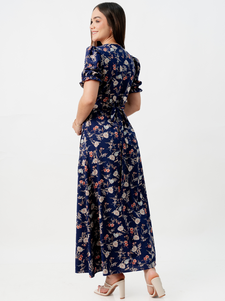 VESTIDO ENVOLVENTE ANI AZUL FLOREADO