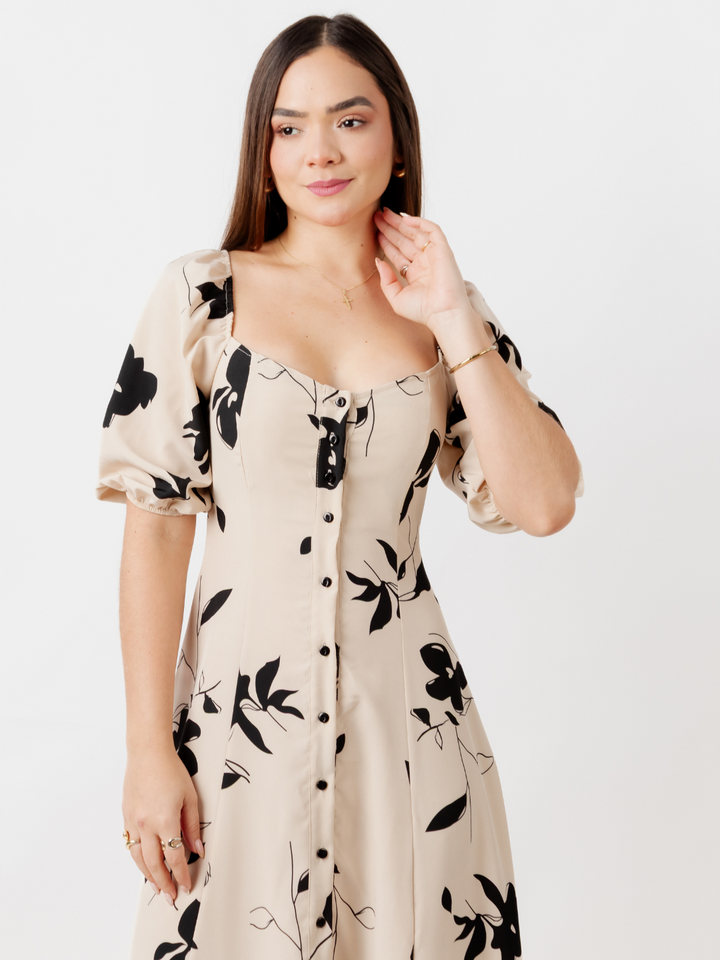 VESTIDO LARGO CON BOTONES MAGDALENA NUDE