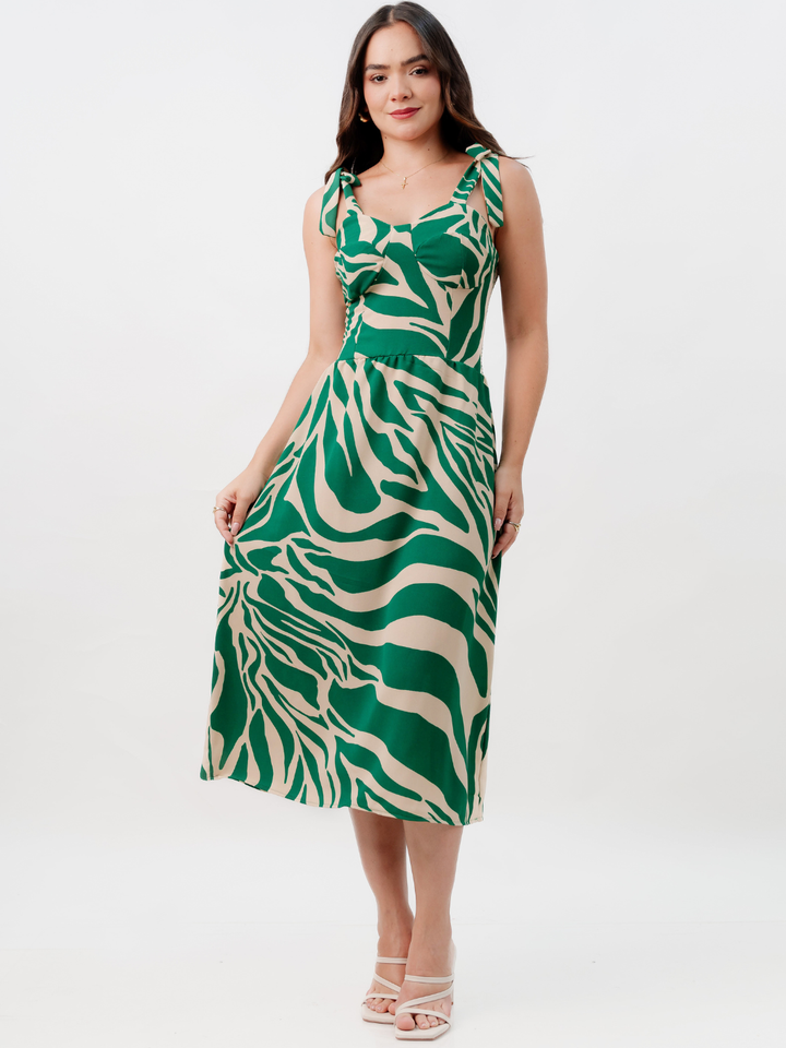 VESTIDO MIDI ESTILO CORSET LEYDI VERDE