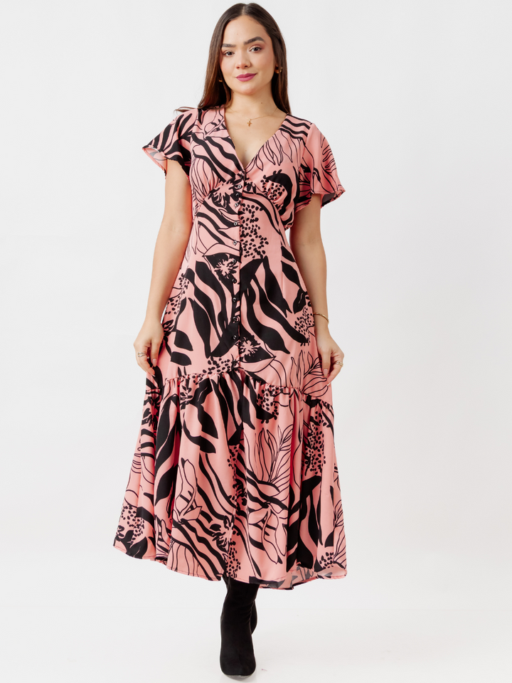 VESTIDO LARGO CON BOTONES MONSERRAT CORAL