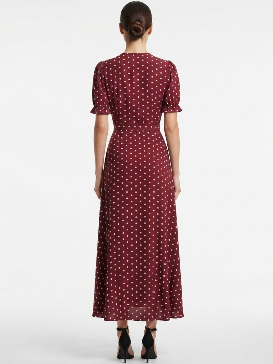 VESTIDO ENVOLVENTE ANI VINO POLKA DOTS