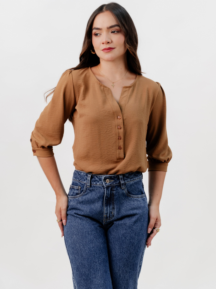 BLUSA MANGA 3/4 CALA CAMEL