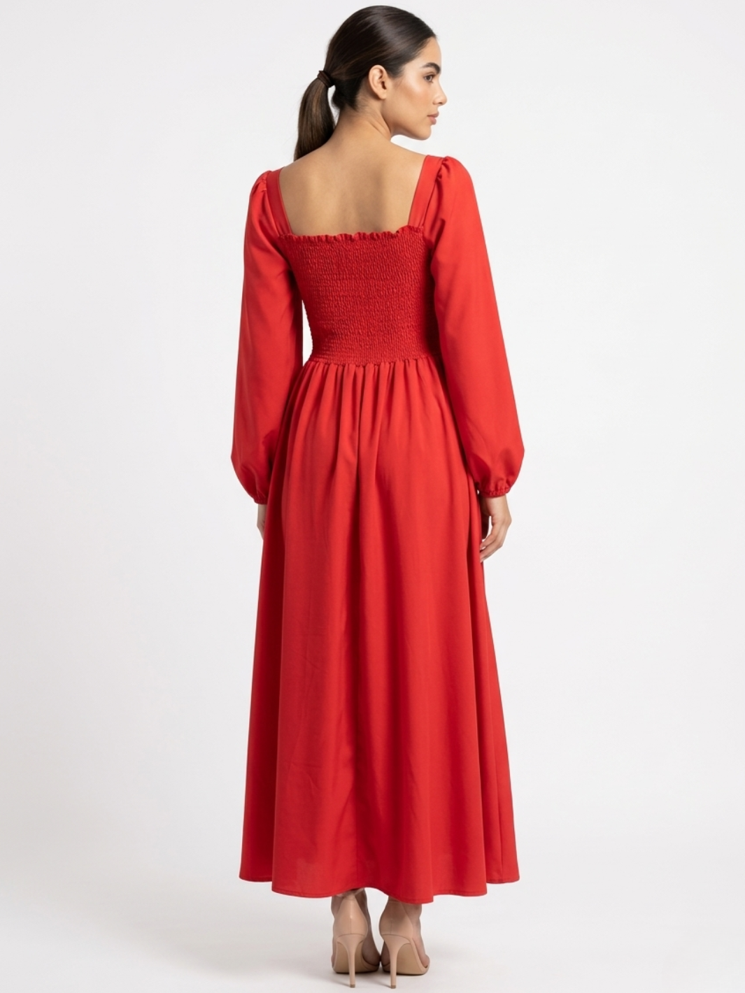 VESTIDO CASUAL LARGO LUNA ROJO