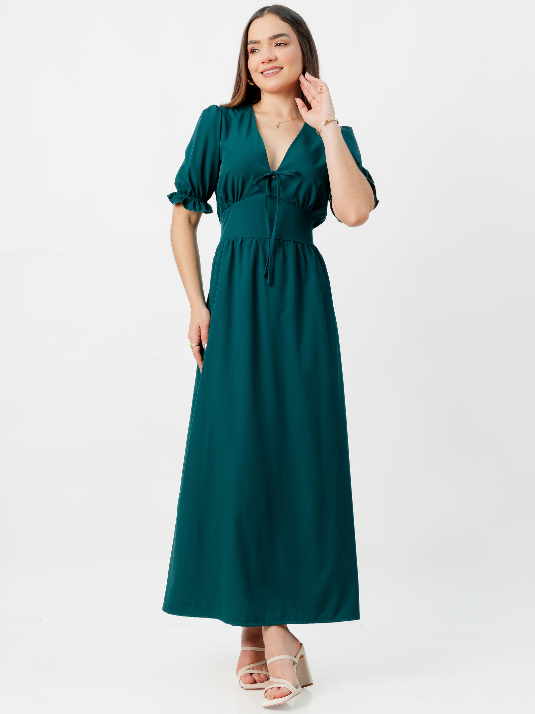 VESTIDO CASUAL LARGO THIANA VERDE