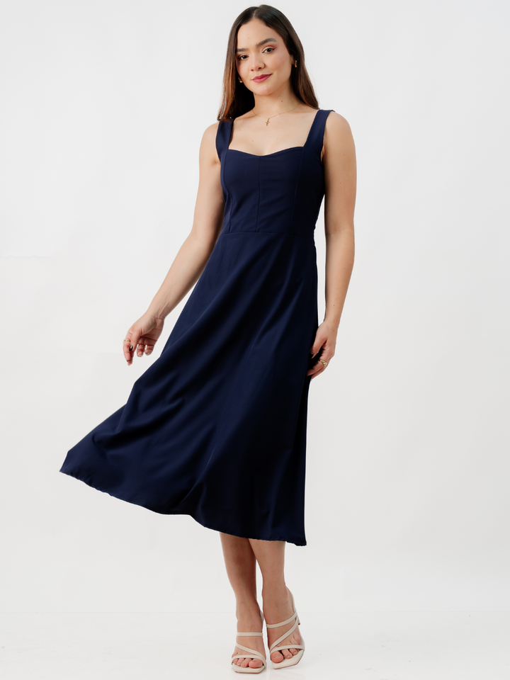 VESTIDO MIDI EN CORTE A SALLY AZUL