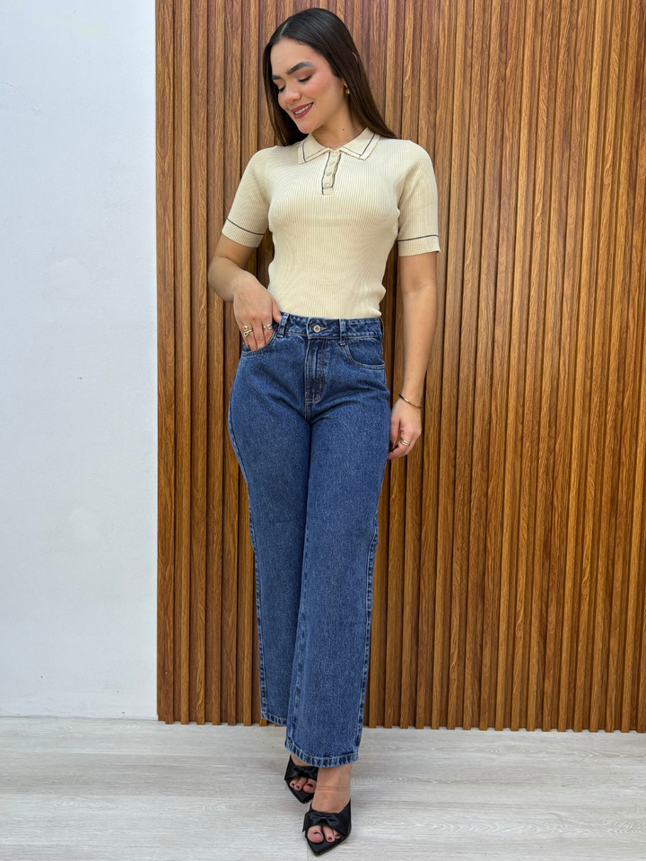POLO TEJIDO CUELLO CAMISERO BERNIE CREMA