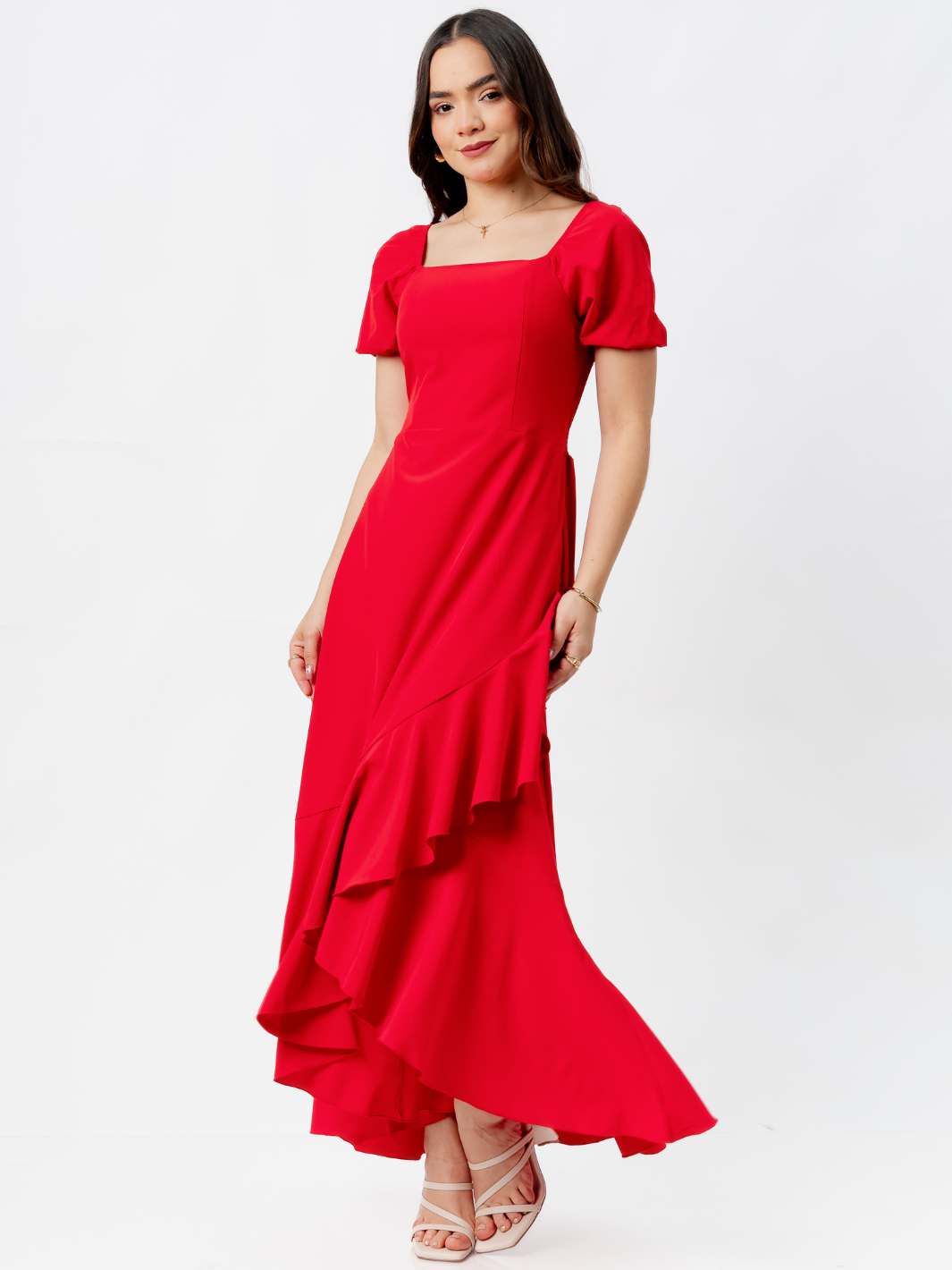 VESTIDO CASUAL LARGO PAOLA ROJO