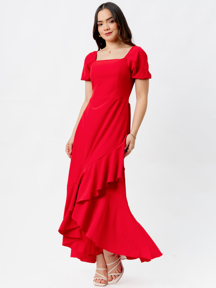 VESTIDO CASUAL LARGO PAOLA ROJO