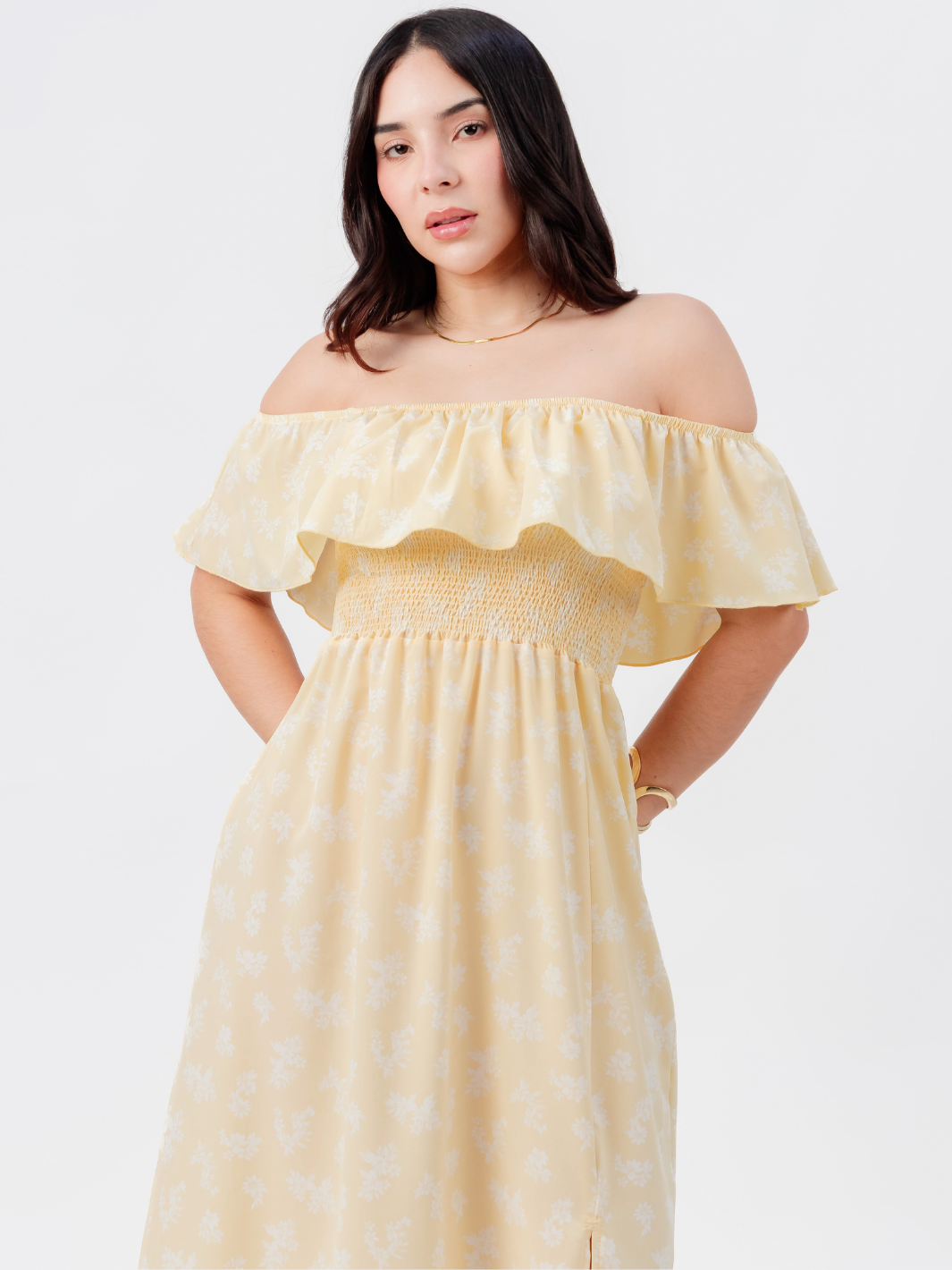 VESTIDO RUMBERO CASUAL LARGO MINERVA AMARILLO