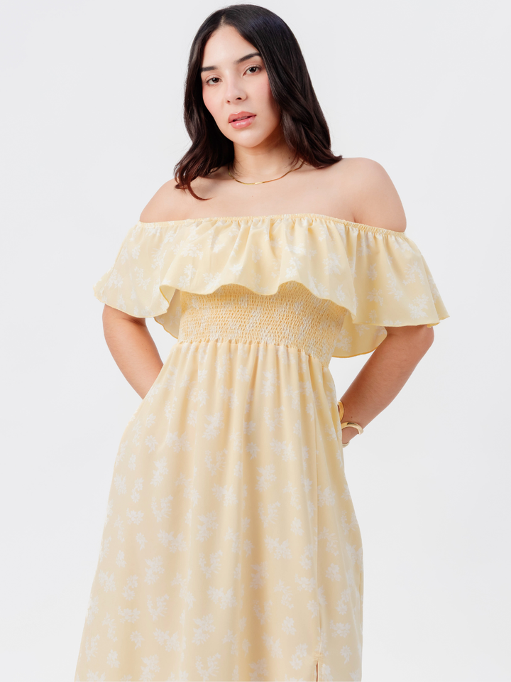 VESTIDO RUMBERO CASUAL LARGO MINERVA AMARILLO