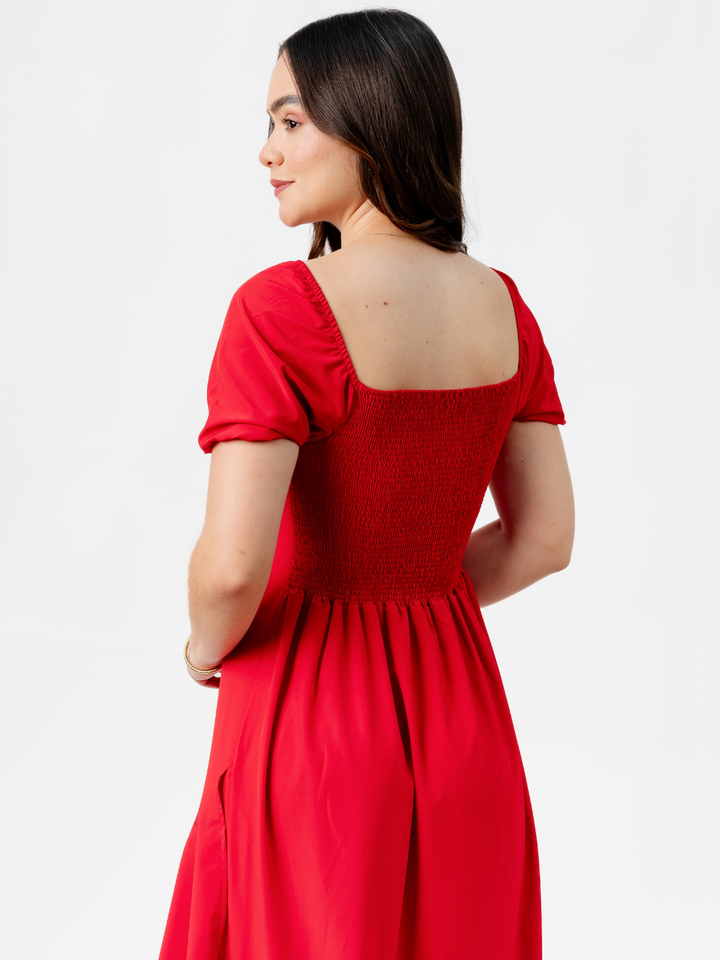 VESTIDO CASUAL LARGO PAOLA ROJO