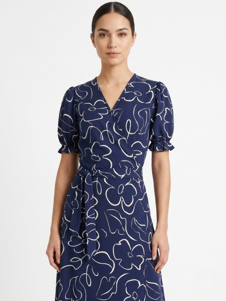 VESTIDO ENVOLVENTE ANI AZUL FLOREADO