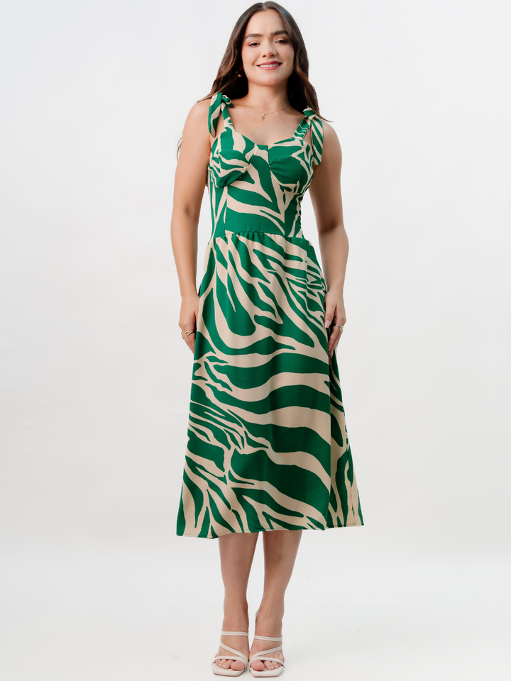 VESTIDO MIDI ESTILO CORSET LEYDI VERDE