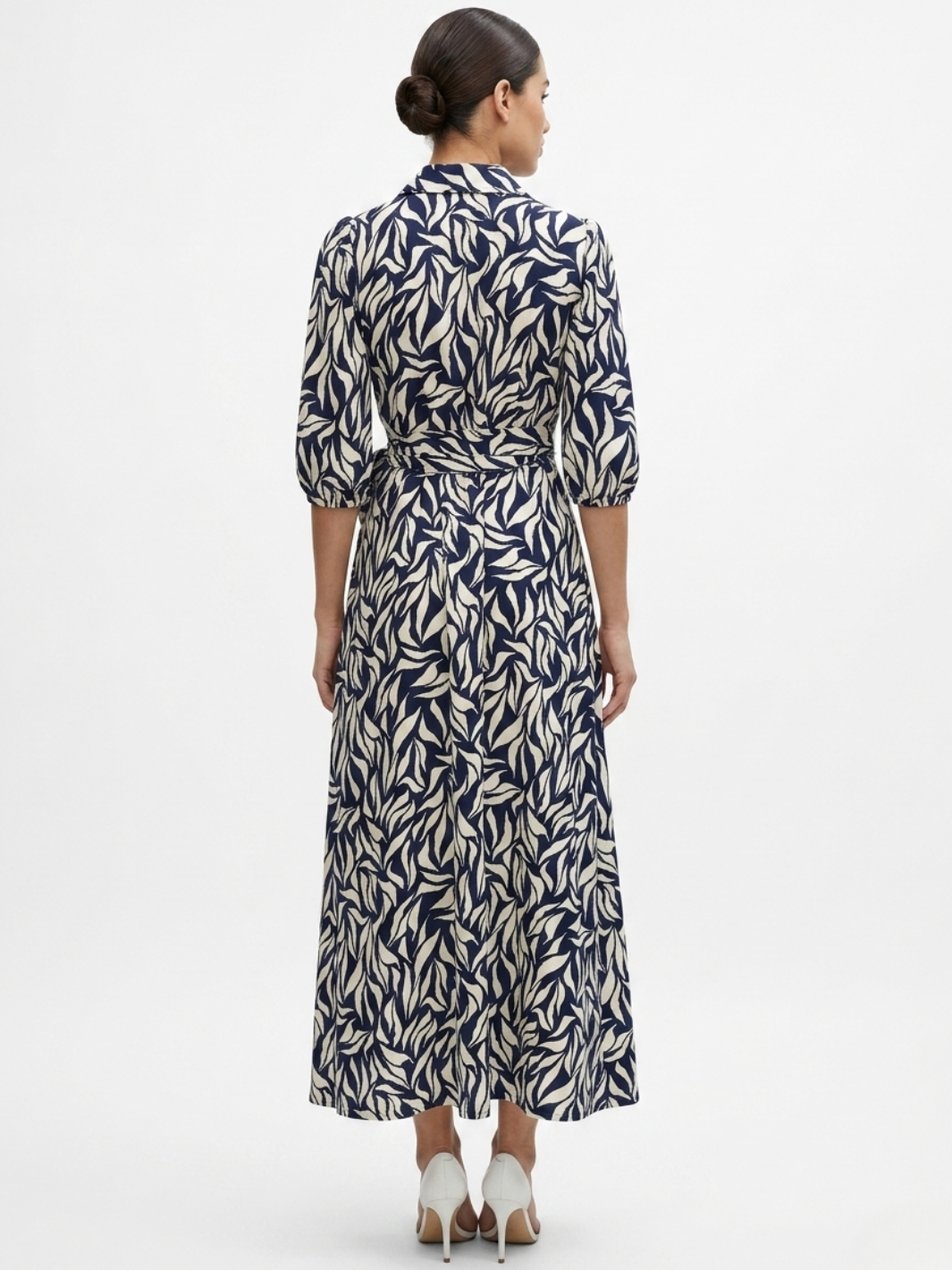 VESTIDO ENVOLVENTE CON CUELLO CAMISERO GRACE AZUL / PERLA
