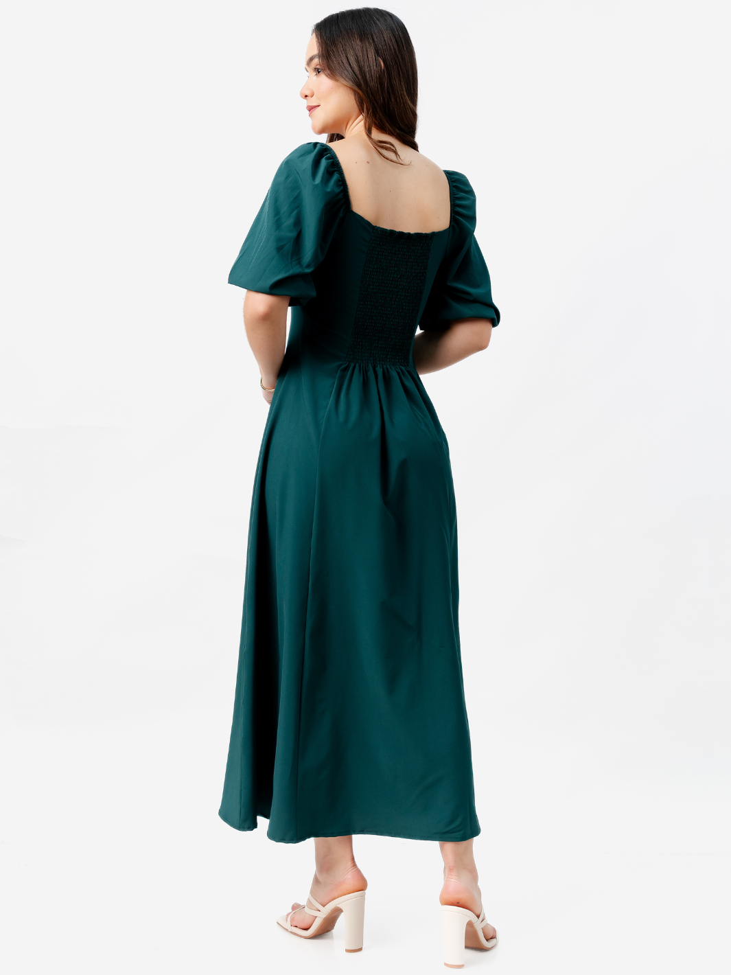 VESTIDO LARGO CON BOTONES MAGDALENA VERDE